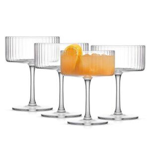 JoyJolt Elle Ribbed Coupe Martini Glasses Set of 4 – Clear 10oz